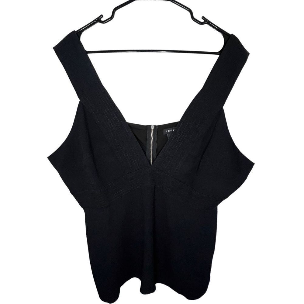 Trouvé Black Deep V-Neck Tank Blouse With Thick Straps and Back Zipper